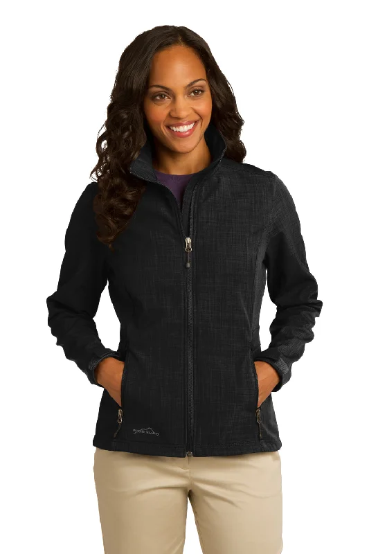 Eddie Bauer Womens Shaded Crosshatch Wind & Water Resistant Full Zip Jacket - Black