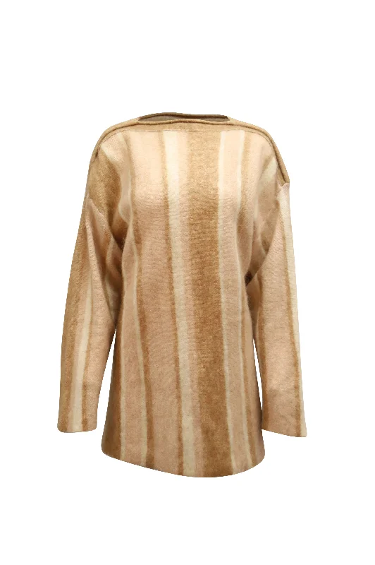 Acne Studios Oversized Striped Sweater in Beige Polyamide