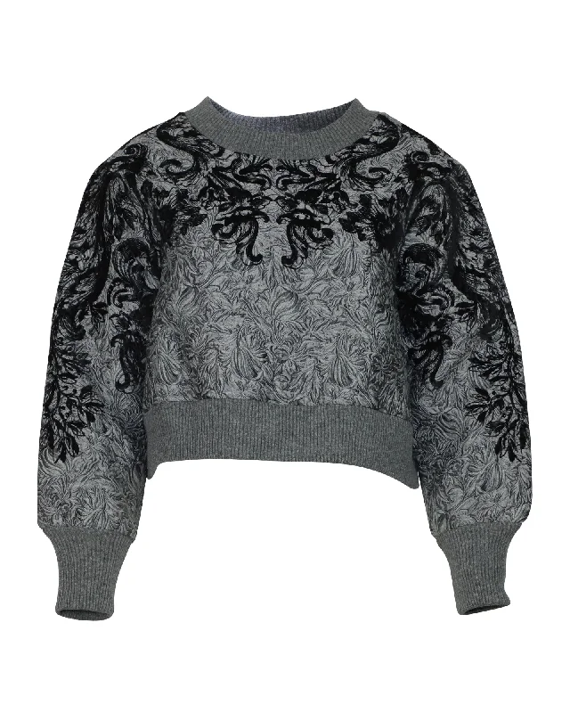 Dolce & Gabbana Embroidered Crew Neck Sweatshirt in Grey Polyester