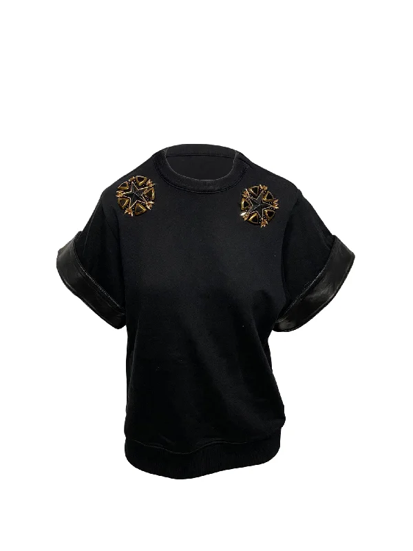 Givenchy Star Embellished Blouse in Black Cotton