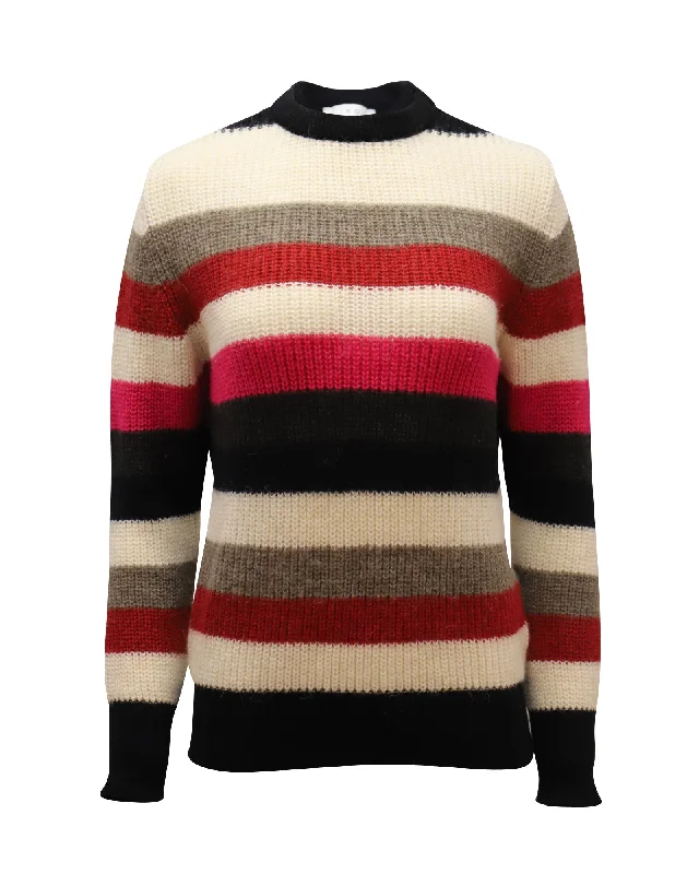 Iro Solal Ribbed Striped Small Sweater in Multicolor Acrylic