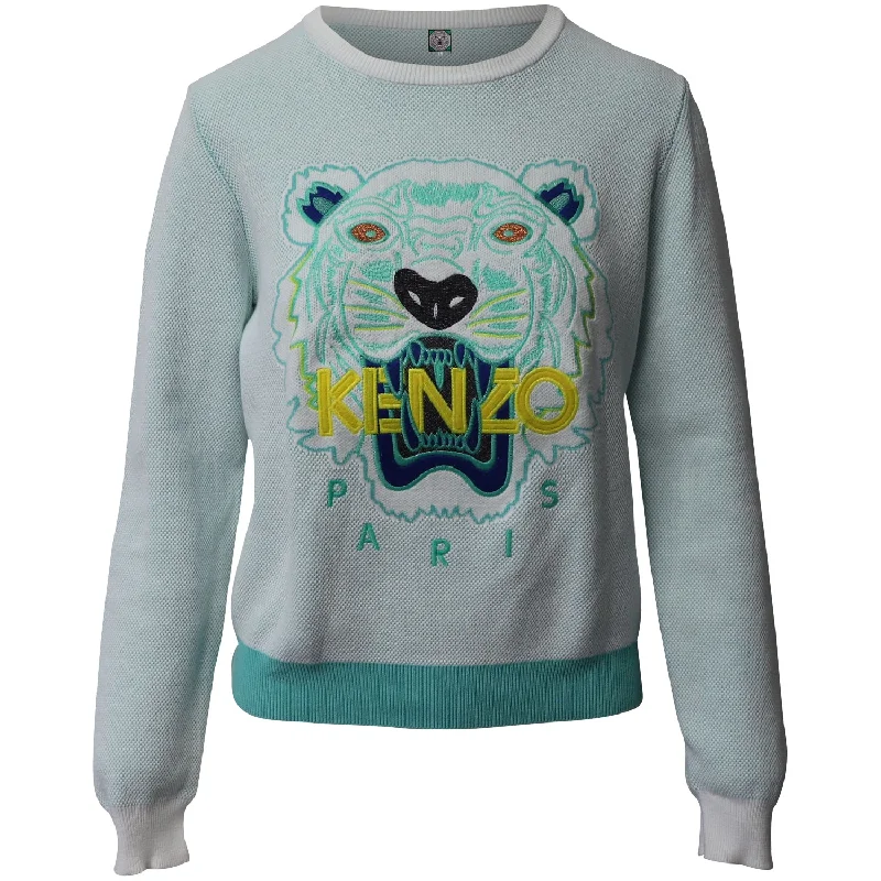 Kenzo Tiger Print Sweatshirt in Mint Cotton