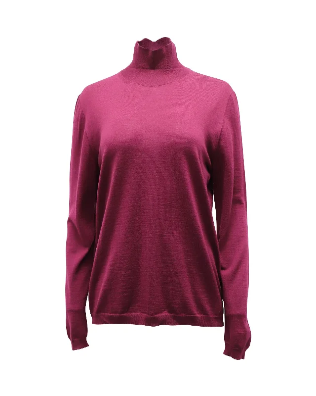 Marni Long Sleeve Turtleneck Sweater in Maroon Wool