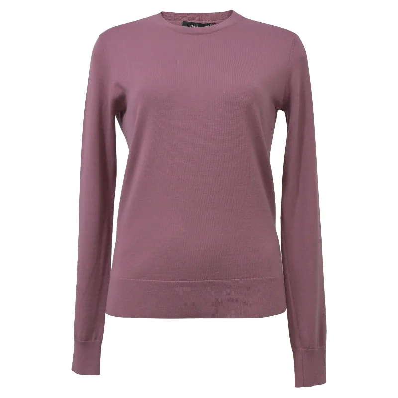 Theory Crewneck Regal Sweater in Pink Wool