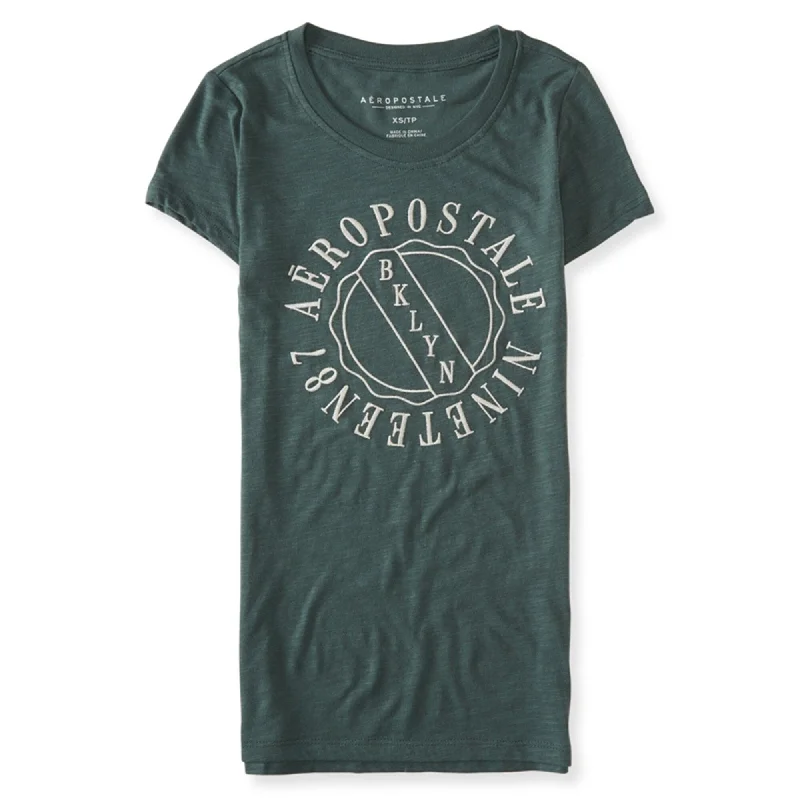 Aeropostale Womens Bklyn Nineteen 87 Embellished T-Shirt, Green, X-Small