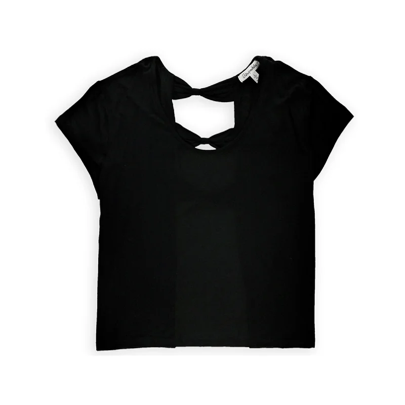 Aeropostale Womens Bow-Tie Cropped Embellished T-Shirt