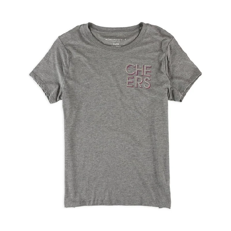 Aeropostale Womens CHEERS Graphic T-Shirt, Grey, X-Small