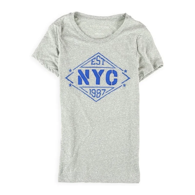 Aeropostale Womens EST NYC Embellished T-Shirt, Grey, X-Small