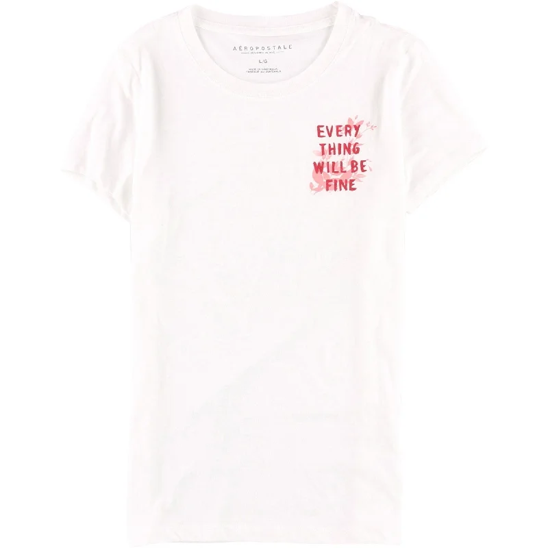 Aeropostale Womens Everything Will Be Fine Graphic T-Shirt, White, Large