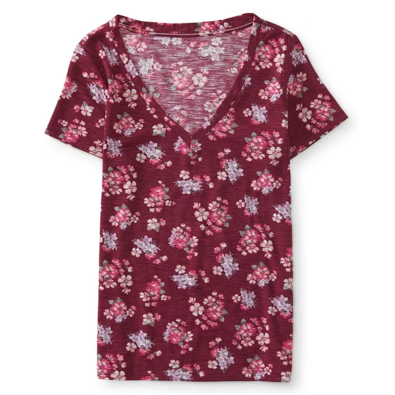 Aeropostale Womens Floral Graphic T-Shirt, Red, X-Small