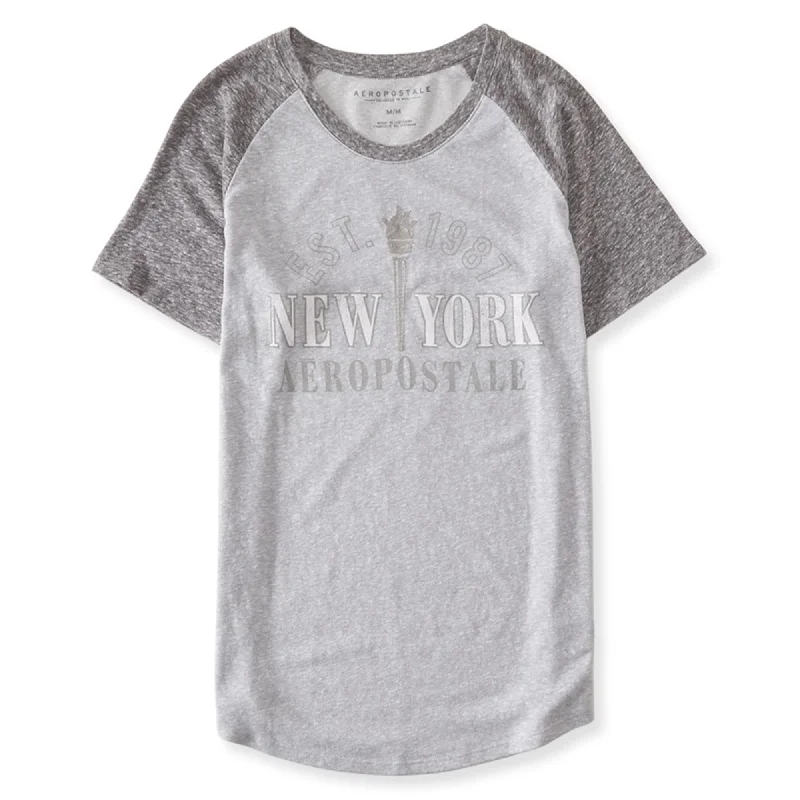 Aeropostale Womens New York Liberty Graphic T-Shirt, Grey, Small