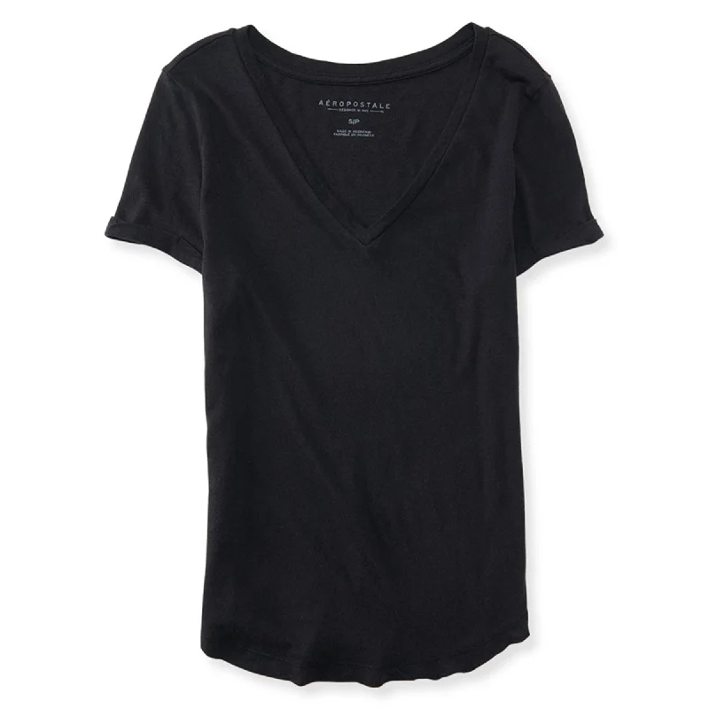 Aeropostale Womens Perfect Tee Basic T-Shirt, Black, X-Small