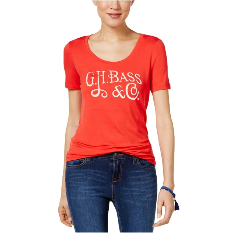 G.H. Bass & Co. Womens Solid Logo Graphic T-Shirt, Red, X-Small