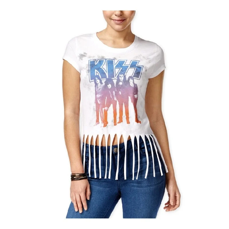 Hybrid Womens KISS Fringe Graphic T-Shirt, White, Small