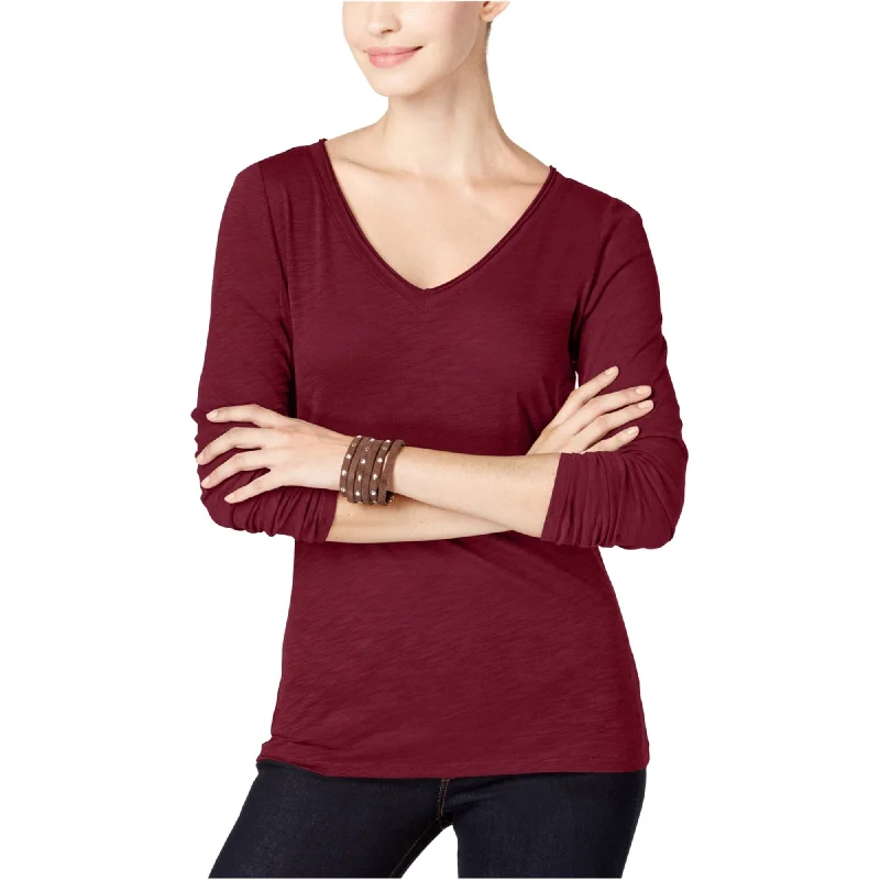 I-N-C Womens LS Basic T-Shirt, Red, Small