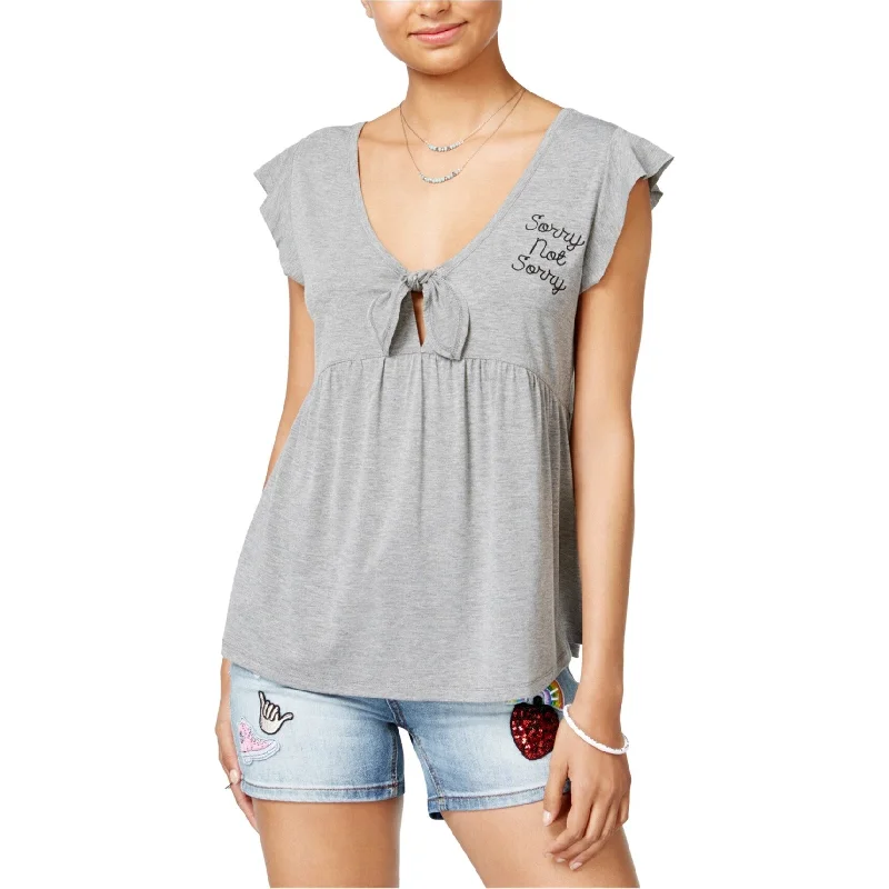 Love Tribe Womens Sorry Not Sorry Basic T-Shirt, Grey, X-Small