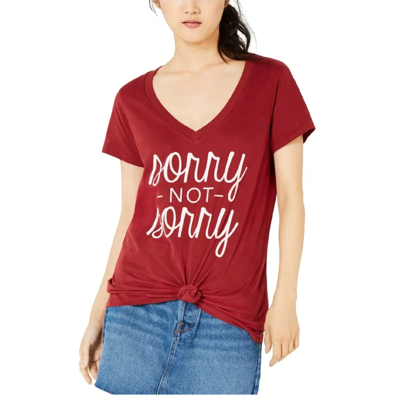 Love Tribe Womens Sorry Not Sorry Graphic T-Shirt, Red, Small