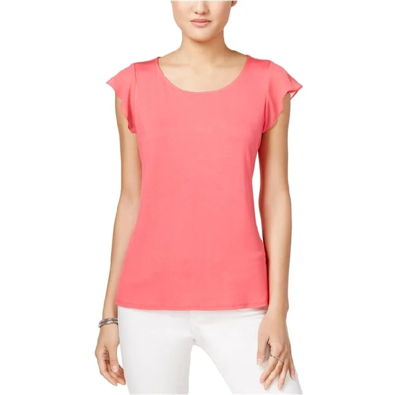 maison Jules Womens Flutter Sleeve Basic T-Shirt, Pink, XX-Small