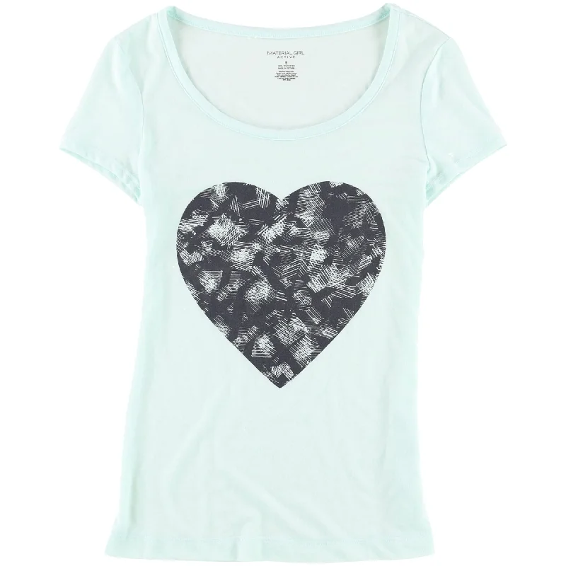 Material Girl Womens Heart Graphic T-Shirt, Blue, Small