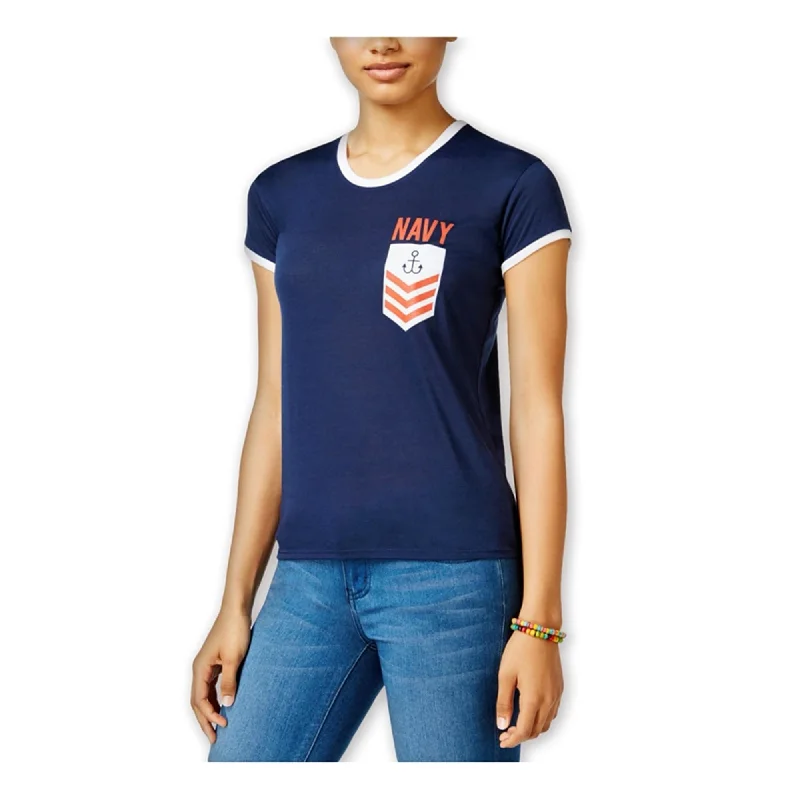 Mighty Fine Womens Navy Pocket Graphic T-Shirt