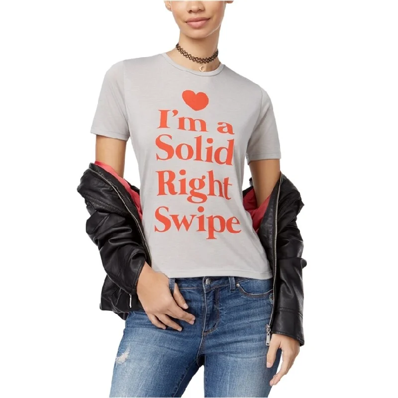 Mighty Fine Womens Right Swipe Graphic T-Shirt, Grey, X-Large