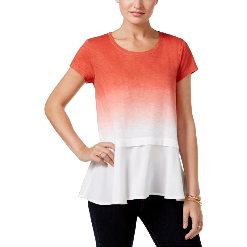 Style & Co. Womens Dip-Dye Basic T-Shirt, White, Small