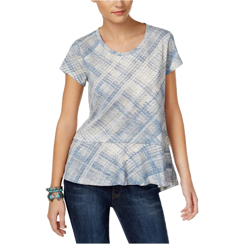 Style & Co. Womens High- Low Basic T-Shirt, Blue, Large