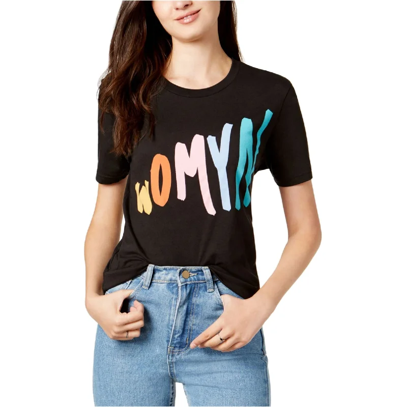 The Style Club Womens Womyn Graphic T-Shirt, Black, Small