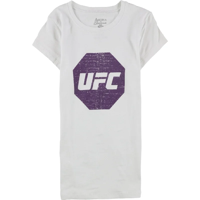 UFC Womens Distressed Logo Graphic T-Shirt, White, X-Large