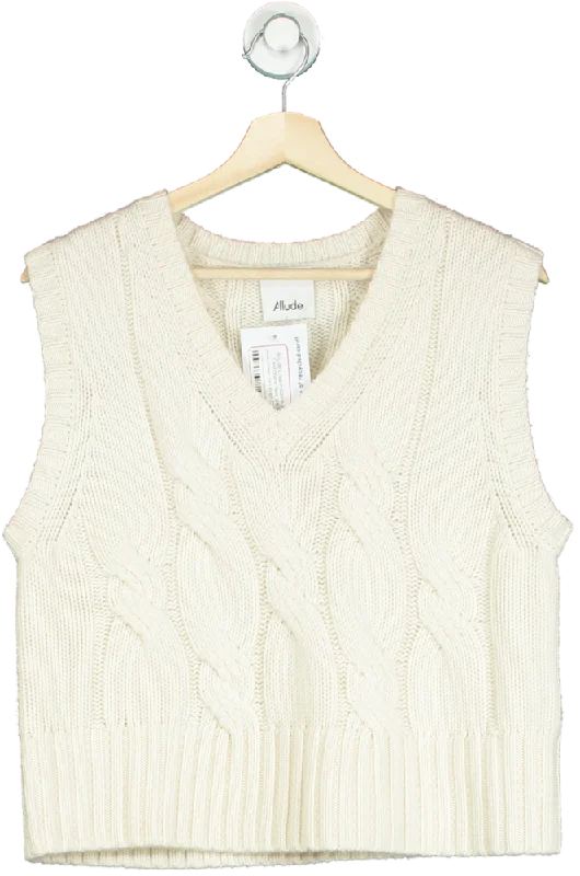 Allude Cream Cable-knit Cashmere Vest UK S