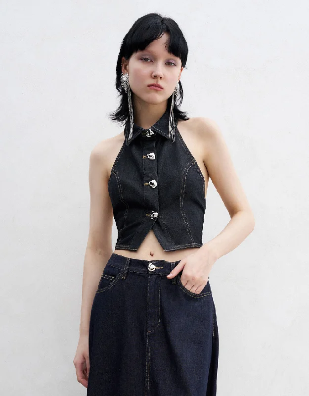 Lapel Denim Vest