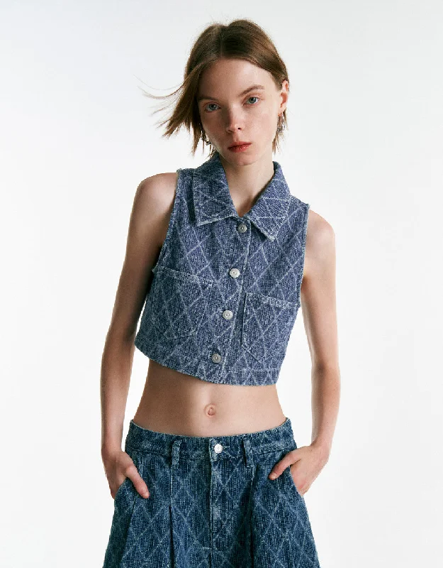 Lozenge Denim Vest