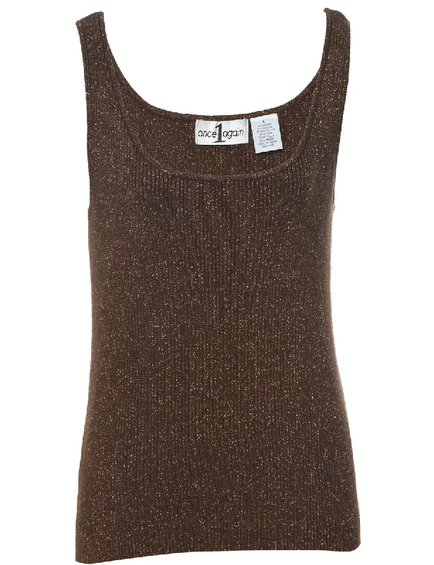 Lurex Thread Pattern Sweater Vest - L