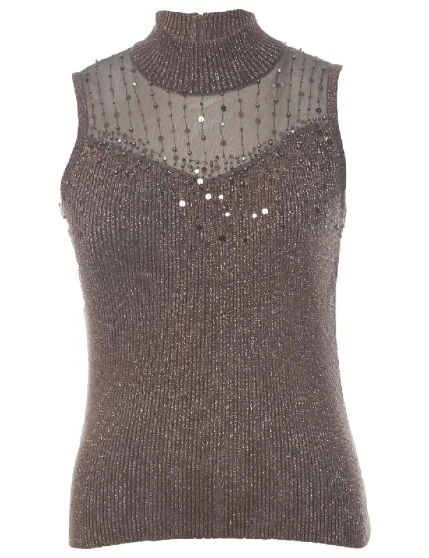 Lurex Thread Pattern Vest - S