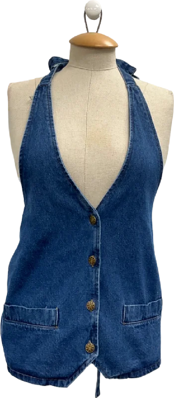 Lioness Blue Denim Halter Vest UK XS