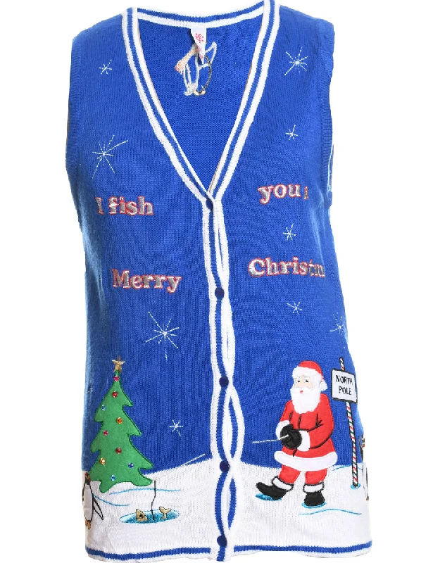 Santa Claus Christmas Sweater Vest - M