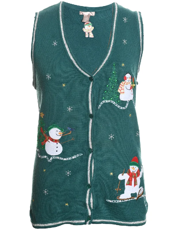 Snowman Christmas Sweater Vest - L