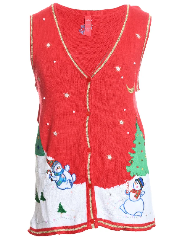 Snowman Christmas Sweater Vest - L