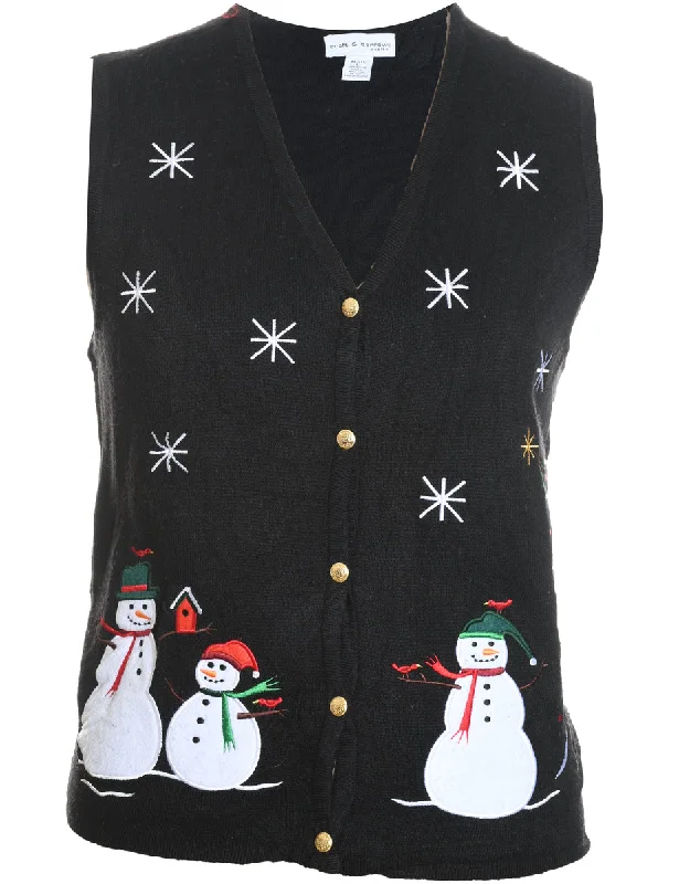 Snowman Christmas Sweater Vest - L