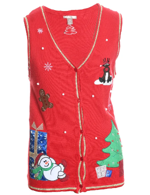 Snowman Christmas Sweater Vest - M