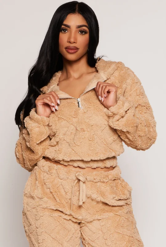 Almost Famous Faux Fur Half Zip Hoodie