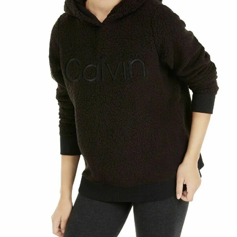 Calvin Klein Women's Performance Logo Fleece Hoodie Black Size Large