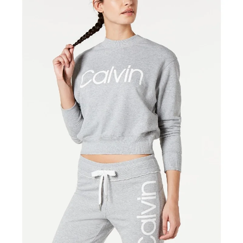 Calvin Klein Women's Performance Logo Hoodie Silver Size Extra Large - XL