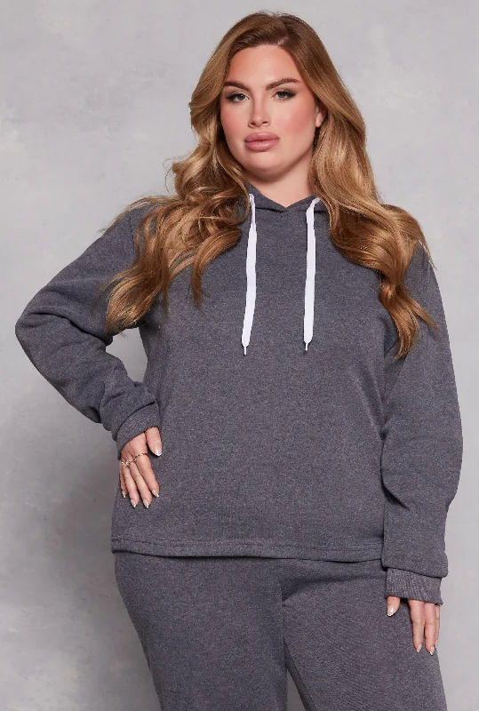 Plus Size Fleece Pullover Hoodie