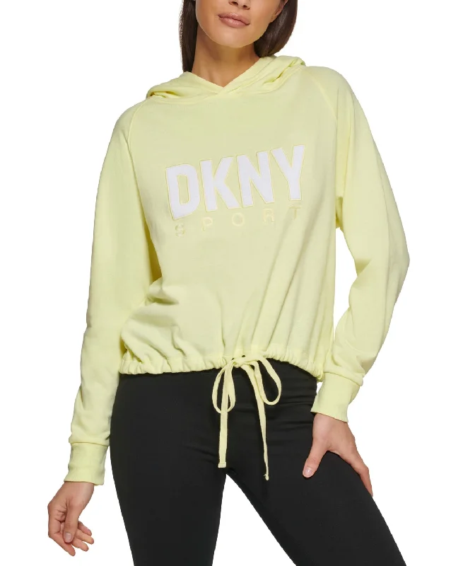 DKNY Sport Women's Drawstring-Hem Hoodie Yellow Size Large