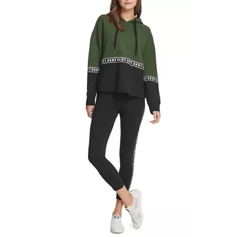 DKNY Women's Sport Colorblocked Hoodie Med Green Size Extra Large