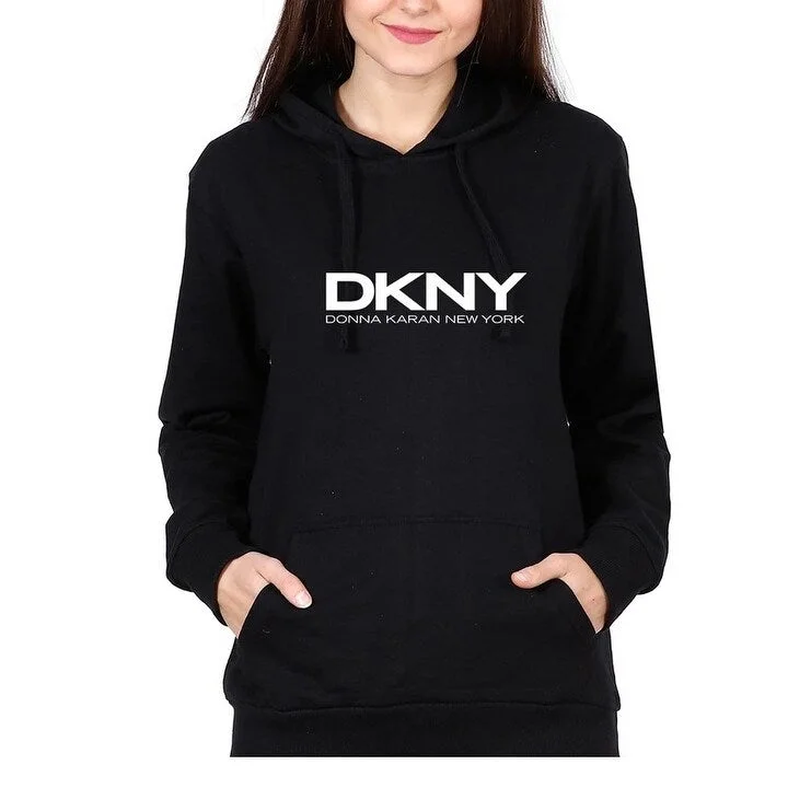 DKNY Women's Sport Velour-Logo Fleece Hoodie Black Size Small