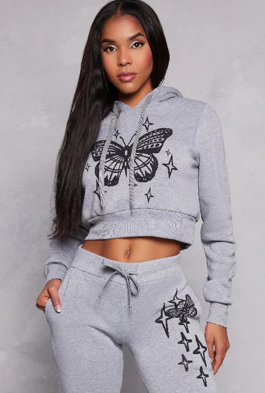 Butterfly Cropped Hoodie