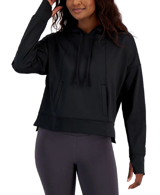 ID Ideology Women's Relaxed Solid Techy Hoodie Black Size Medium