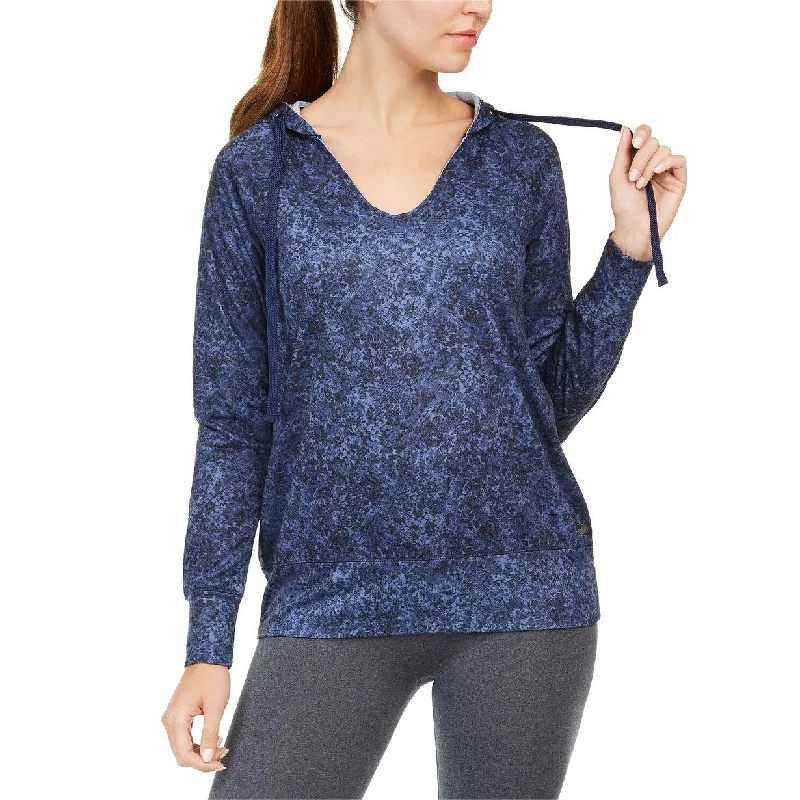 Ideology Women's Python Printed V-Neck Hoodie Navy Size X-Small